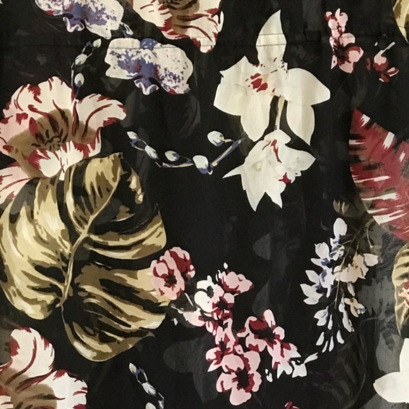 WALTER BAKER Kimono Cardigan Caftan Tulum Black Floral Tropical One Size Large - Picture 14 of 16